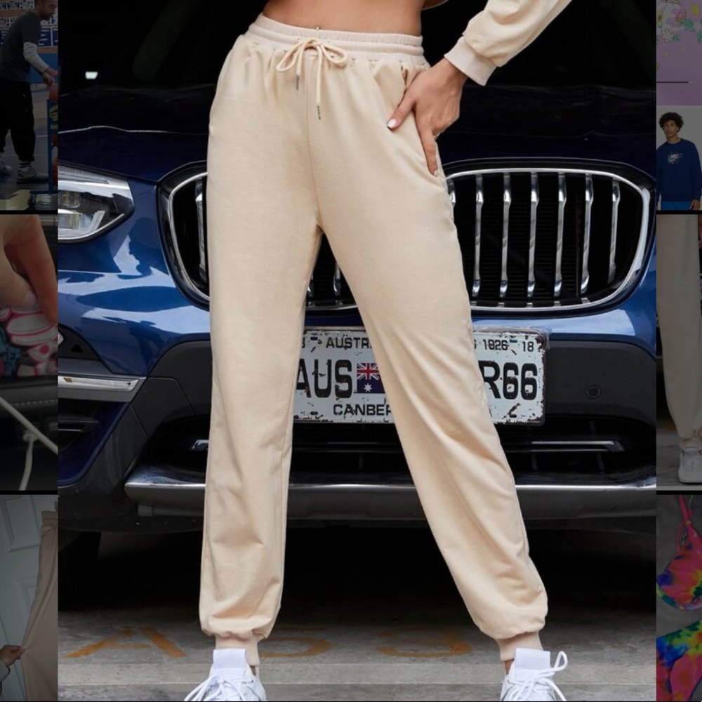 Tan drawstring joggers - size Medium